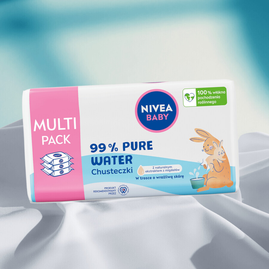 Nivea Baby 99% Pure Water, lingettes humides biodégradables, 3 x 57 pièces