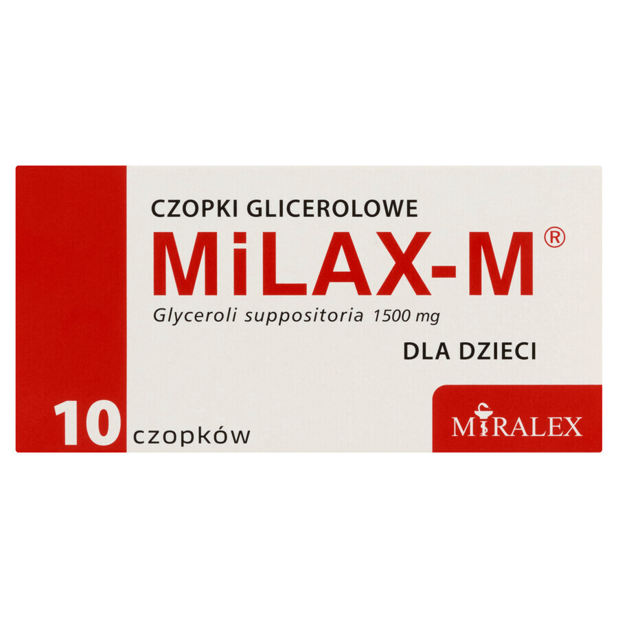 Milax-M 1500 mg, suppositoires au glycérol pour enfants, 10 unités