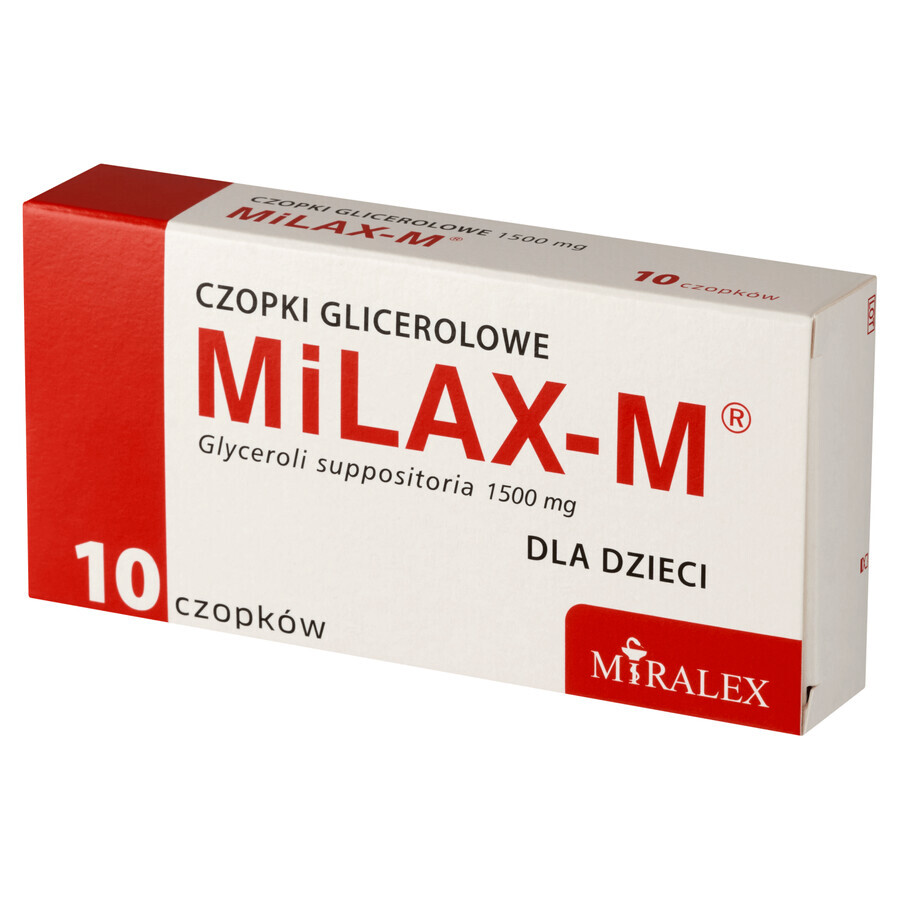 Milax-M 1500 mg, suppositoires au glycérol pour enfants, 10 unités