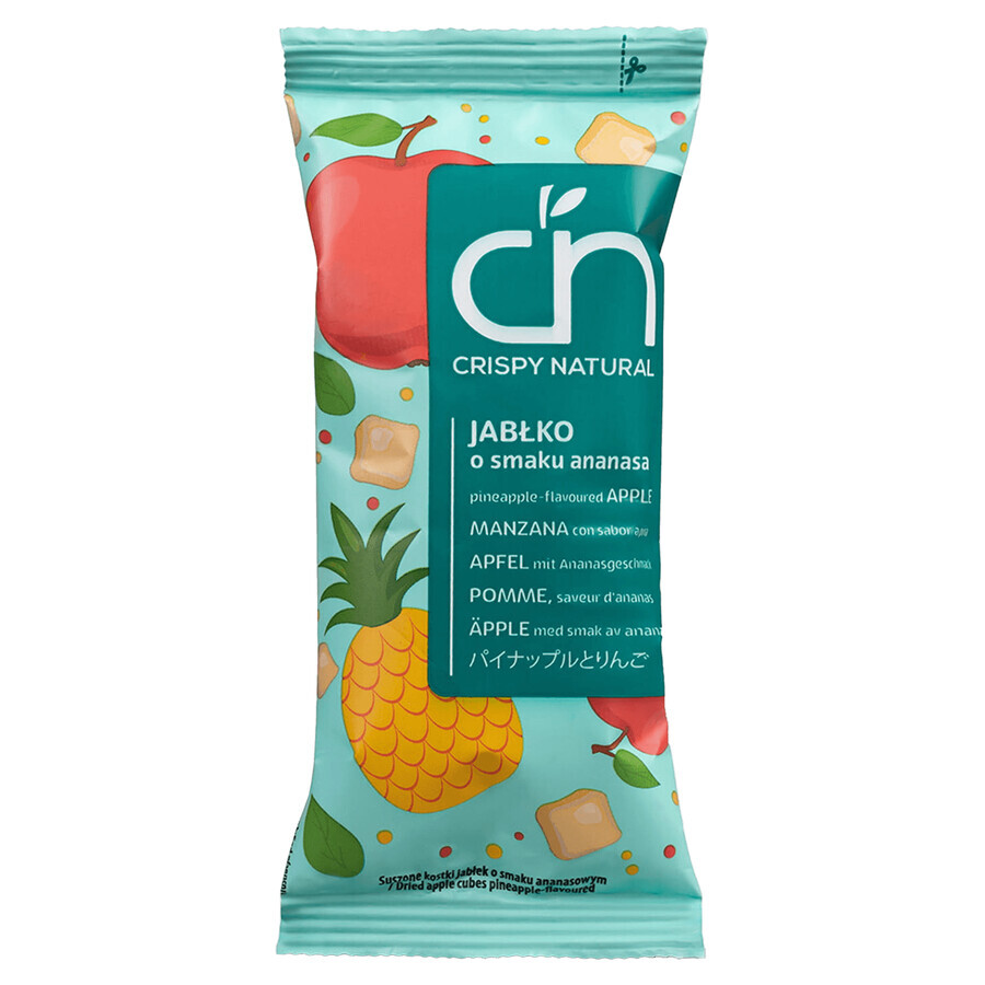 Crispy Natural, cuburi de mere uscate cu aromă de ananas, 12 g