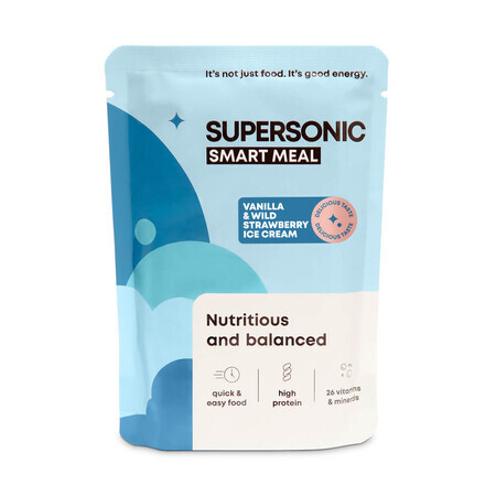 Supersonic Wholesome Smart Meal, glace à la vanille avec fraises des bois, 100 g