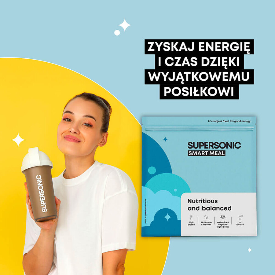 Supersonic Wholesome Smart Meal, aromă de biscuiți și smoothie de banane, 1.3 kg