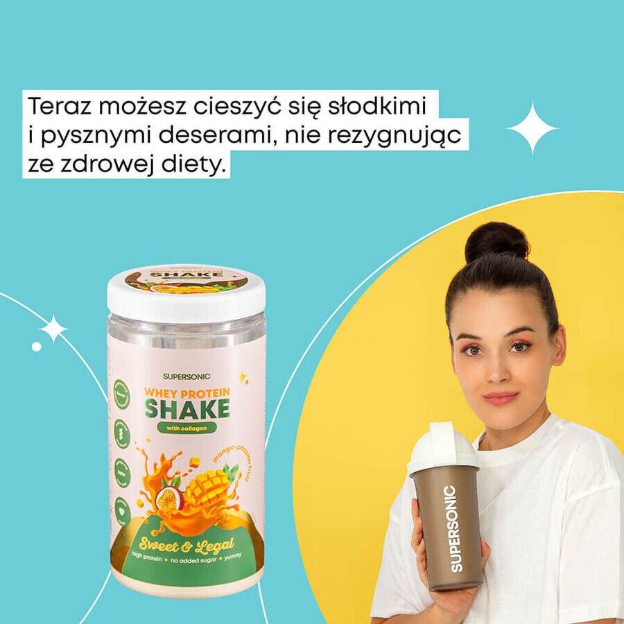 Supersonic, protein shake with collagen, mango-maracuja flavor, 560 g