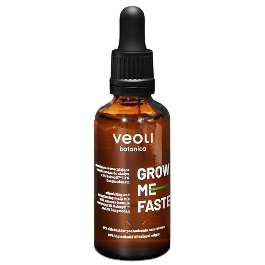 Veoli Botanica Grow Me Faster, eau de massage stimulante et fortifiante pour le cuir chevelu, 50 ml