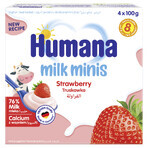 Humana Milk Minis Yogourt dessert aromatisé à la fraise, après 8 mois, 4 x 100 g