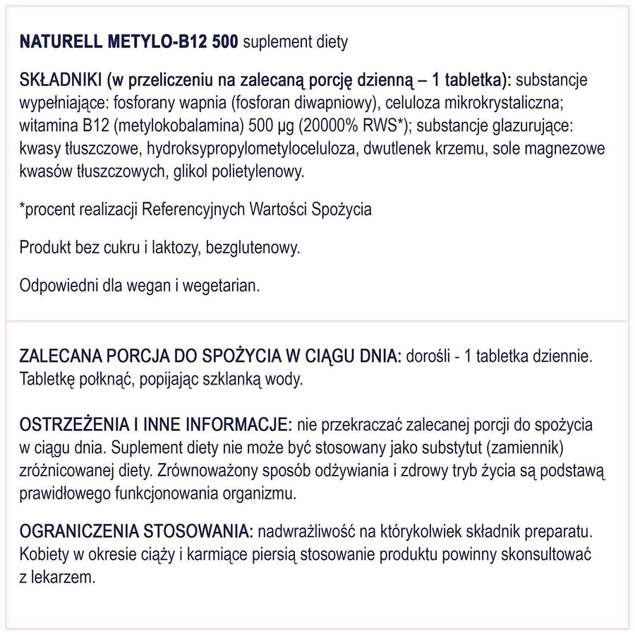 Naturell Methyl-B12 500, 120 comprimés