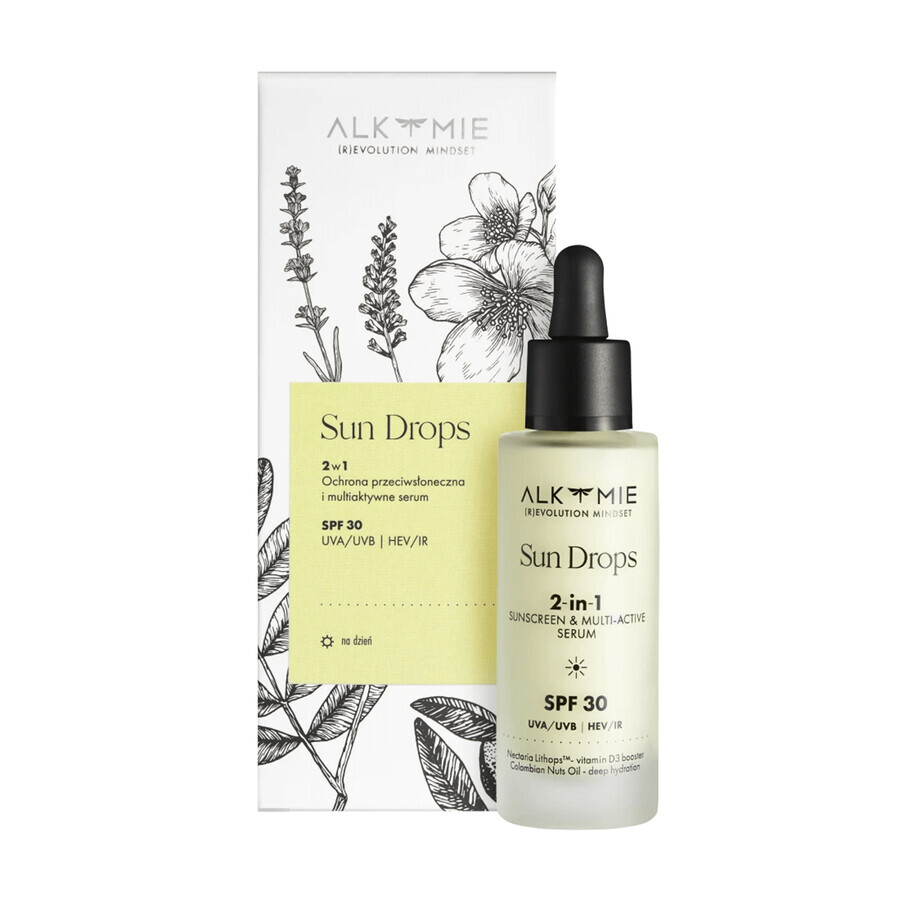 Alkmie Sun Drops 2in1, sunscreen and multi-active serum, SPF 30, 30 ml