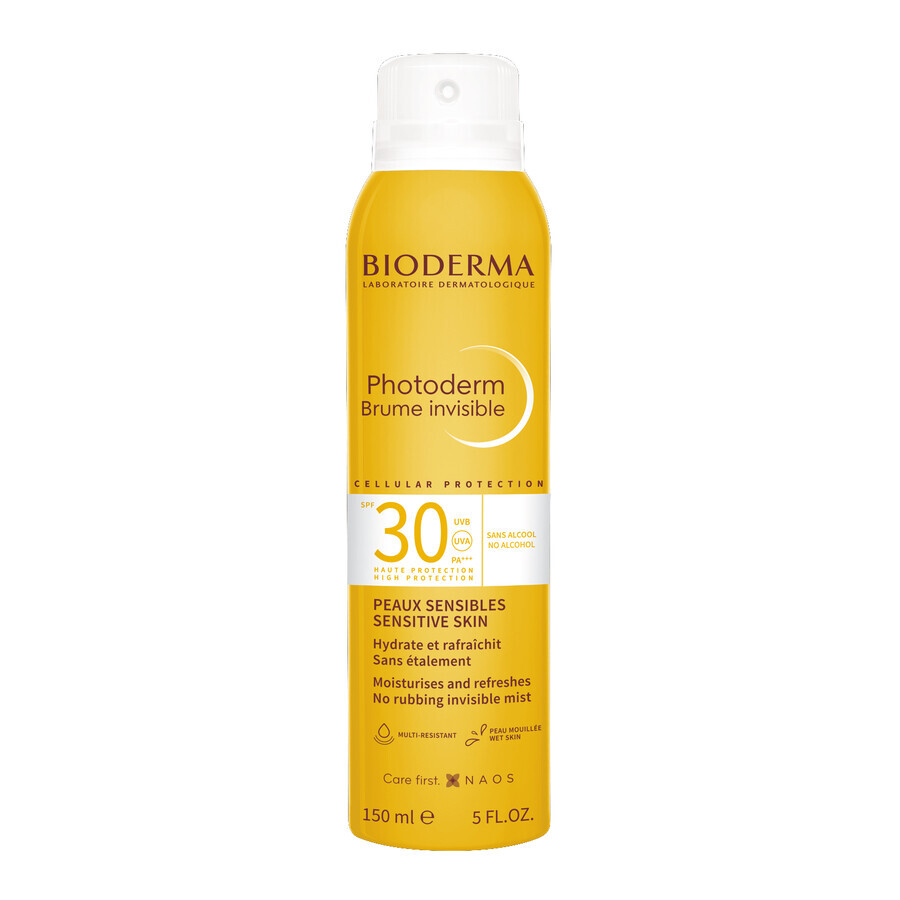 Bioderma Photoderm Brume Invisible, bruma incolora para cuerpo y rostro, SPF 30, 150 ml