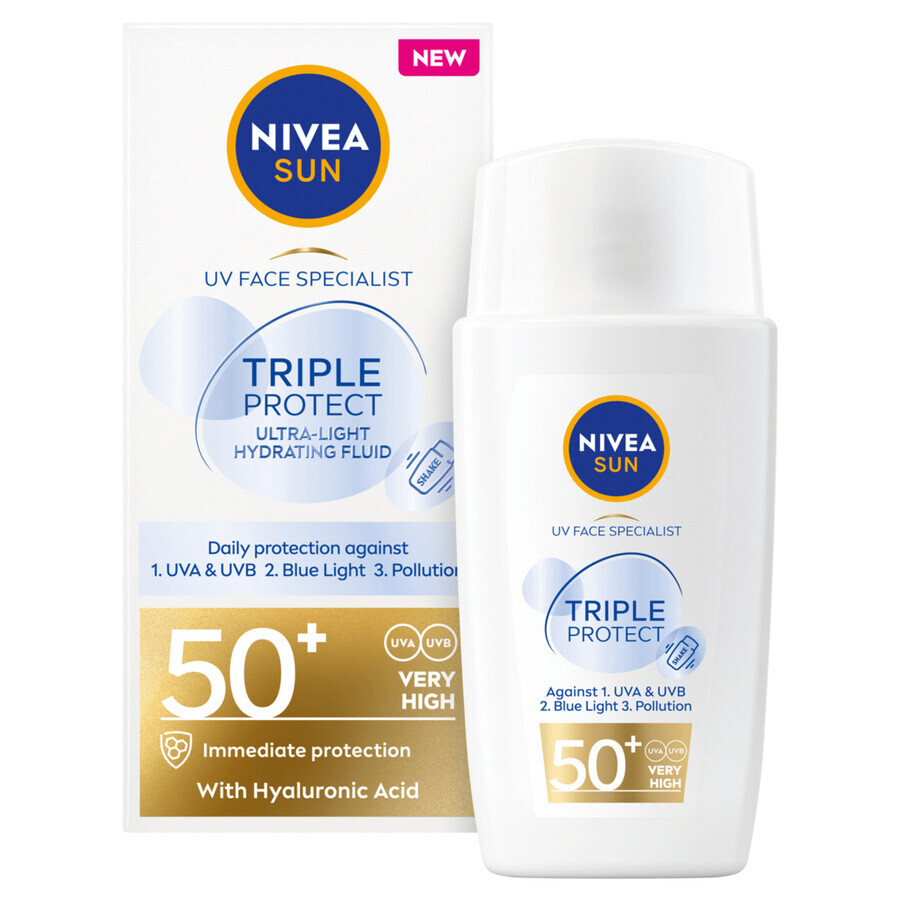 Nivea Sun Tripple Protect, fluide pour le visage, SPF 50+, 40 ml