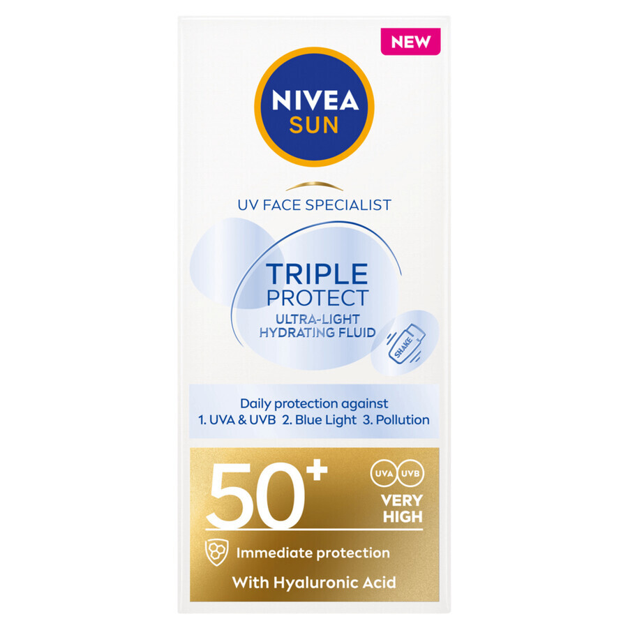 Nivea Sun Tripple Protect, fluide pour le visage, SPF 50+, 40 ml