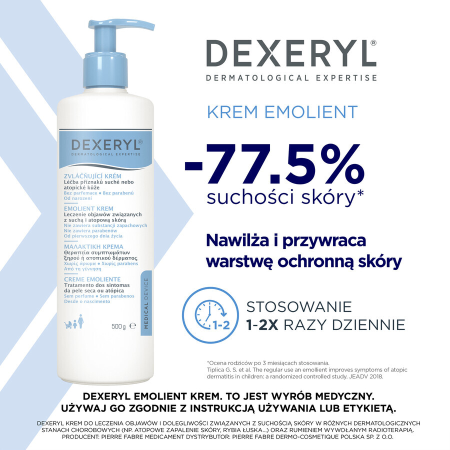 Dexeryl, emollient cream for dry skin, 500 g