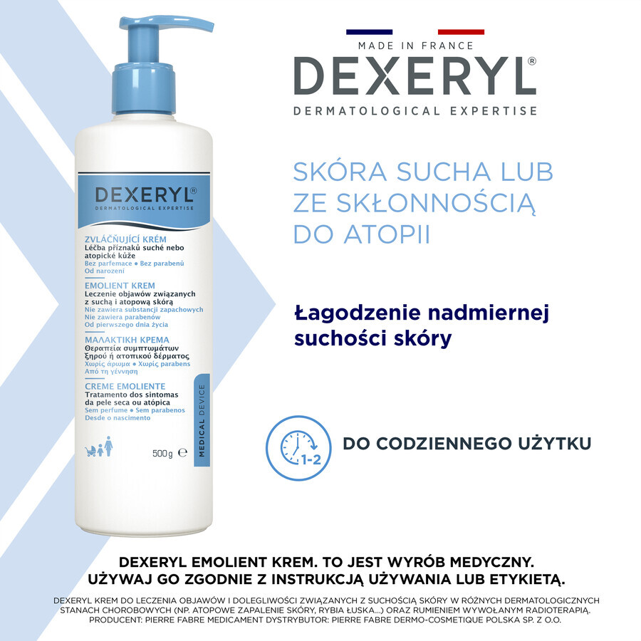 Dexeryl, emollient cream for dry skin, 500 g