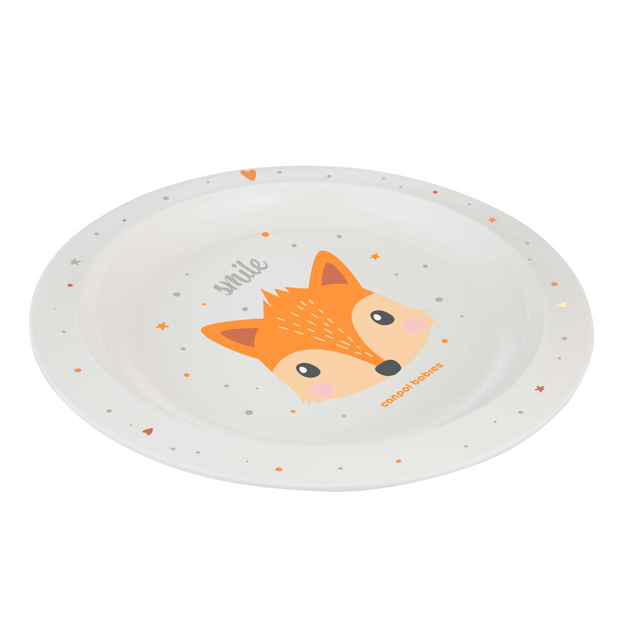 Canpol Babies, assiette bébé en plastique, Animaux mignons, 4/411, orange, à partir de 9 mois, 1 pièce