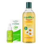 Equilibra Vitaminica set, gouttes revitalisantes pour le visage, 30 ml + Camomila, shampooing illuminant à la camomille, 300 ml