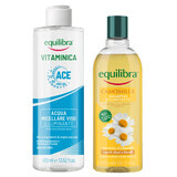 Equilibra Vitaminica set, eau micellaire illuminante, 400 ml + Camomila, shampooing illuminant à la camomille, 300 ml