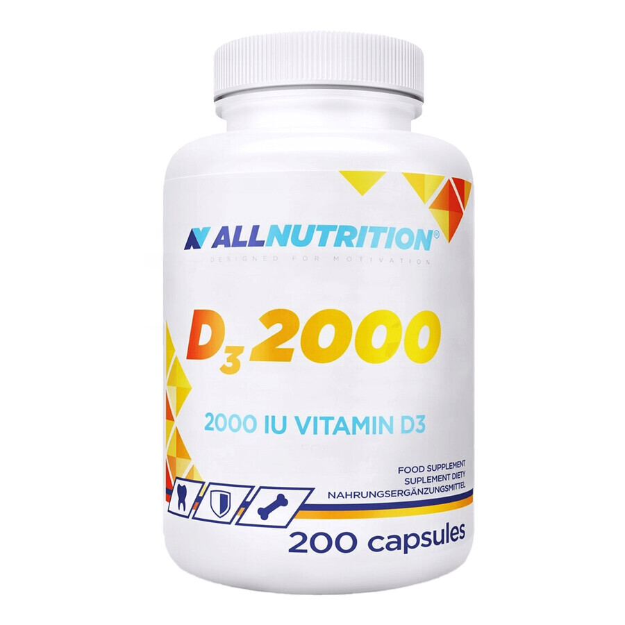 Allnutrition D3 2000 kit, 200 gélules + Vitamine C 1000 mg, 200 gélules 