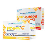 Allnutrition Vitamine C 1000 mg, 60 gélules + Vit D3 4000 + K2, 60 gélules