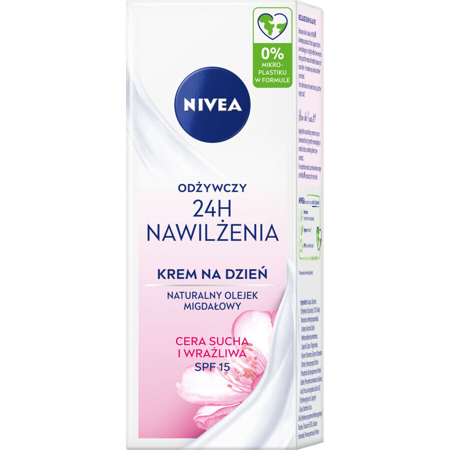 Nivea 24h Hydration, voedende dagcrème, droge en gevoelige huid, 50 ml