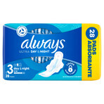 Always Ultra, toallas sanitarias con alas, talla 3, Día y Noche, 28 unidades