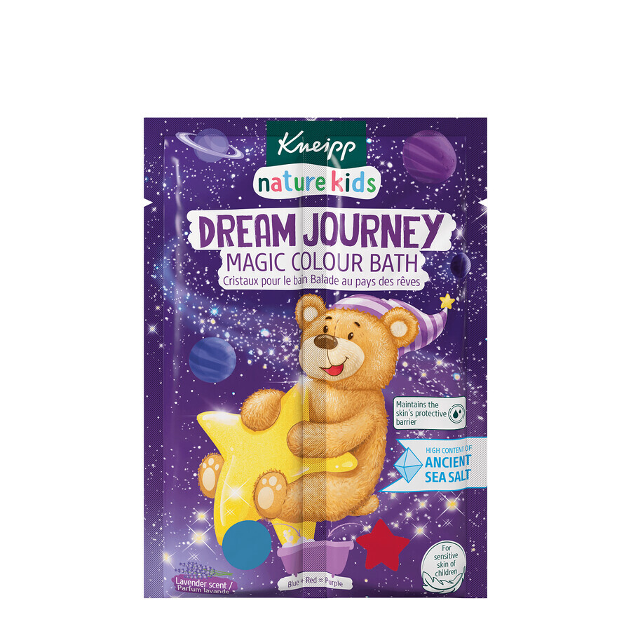 Kneipp Nature Kids Dream Journey, sel de bain magique bicolore pour enfants, lavande, 2 x 20 g