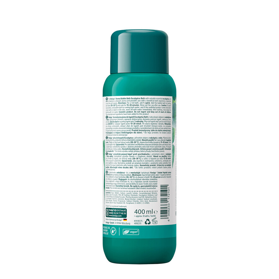 Kneipp Eucalyptus Bath, mousse de bain aromatique, eucalyptus et menthe, 400 ml