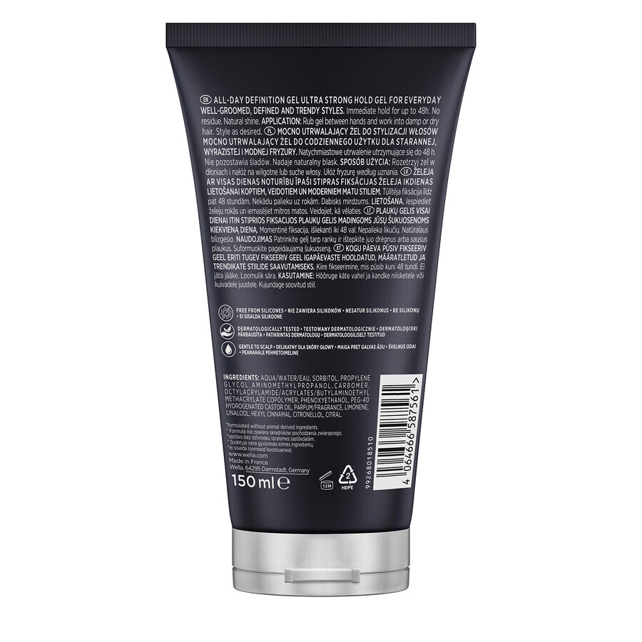 Wella Wellaflex Men, gel capillaire, tenue ultra-forte, 150 ml