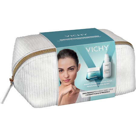 Set Vichy Mineral 89, feuchtigkeitsspendende und revitalisierende Creme, 72h, 50 ml + Capital Soleil UV-Age Daily, Fluid gegen Lichtalterung, SPF 50+, 40 ml + Schminktasche gratis