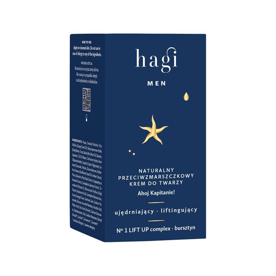 Hagi Men Ahoj Kapitan, crema facial natural antiarrugas, reafirmante y lifting, 50 ml