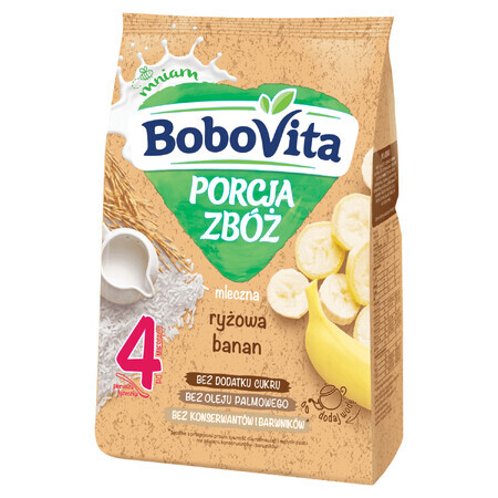 BoboVita Porcja Zbóż Porridge riz, banane, lait, sans sucre ajouté, après 4 mois, 210 g