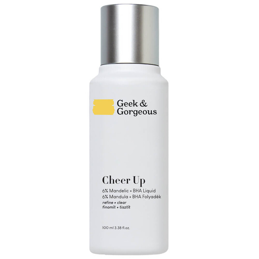 Geek &amp; Gorgeous Cheer Up, exfoliante con 6% ácido mandélico + BHA de potencia media, 100 ml + Jelly Joker, gel limpiador facial suave, 50 ml gratis