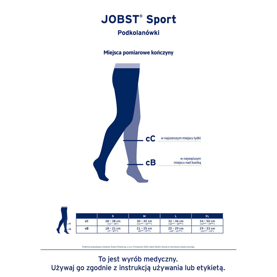 Jobst Sport Sports Knee Compression Socks 20-30 mmHg Size L Grey/Graphite