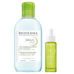 Bioderma Sebium set, sérum suavizante antiedad, 30 ml + fluido micelar para pieles grasas, mixtas y con acné, 250 ml