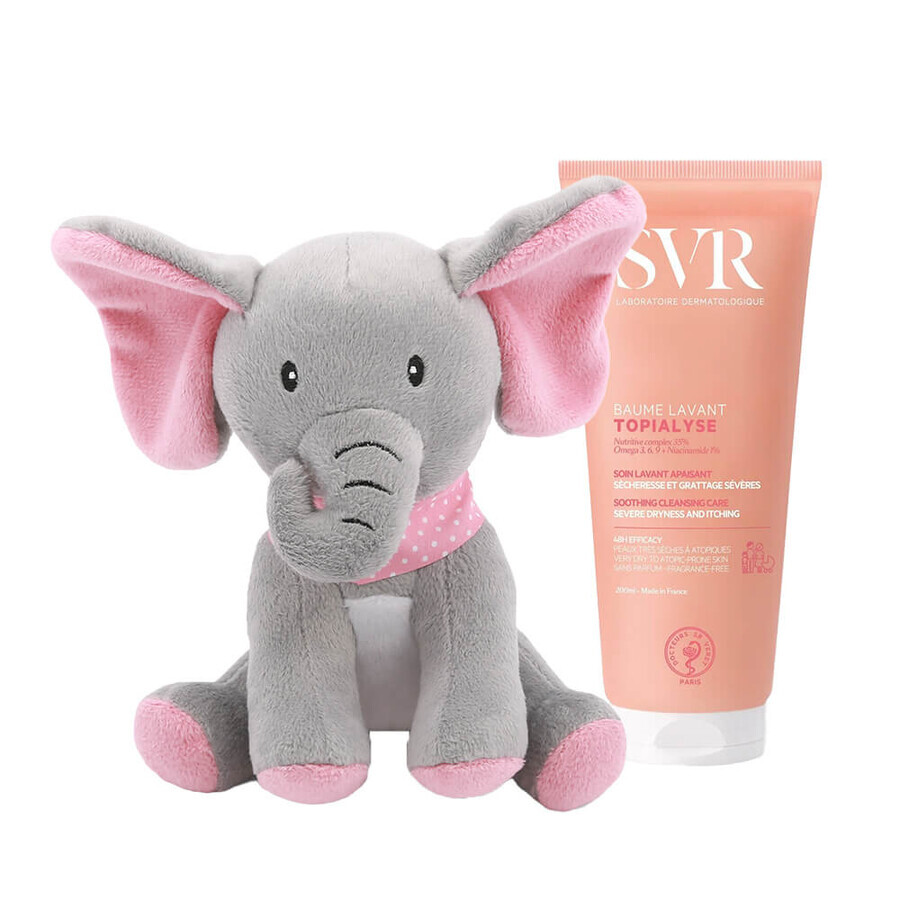 SVR Topialyse Baume Lavant, lotion nettoyante nourrissante pour les peaux très sèches et atopiques, 200 ml + mascotte en peluche gratuite