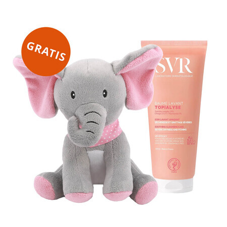 SVR Topialyse Baume Lavant, lotion nettoyante nourrissante pour les peaux très sèches et atopiques, 200 ml + mascotte en peluche gratuite