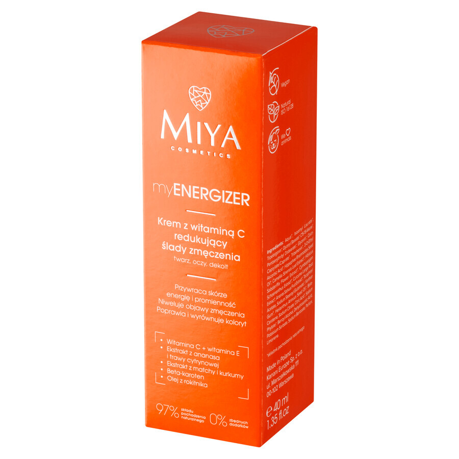 Miya myENERGIZER, crème à la vitamine C pour réduire les signes de fatigue, 40 ml