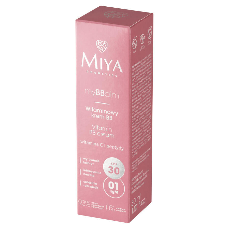 Miya myBBalm, crème BB vitaminée, SPF 30, 01 light, 30 ml