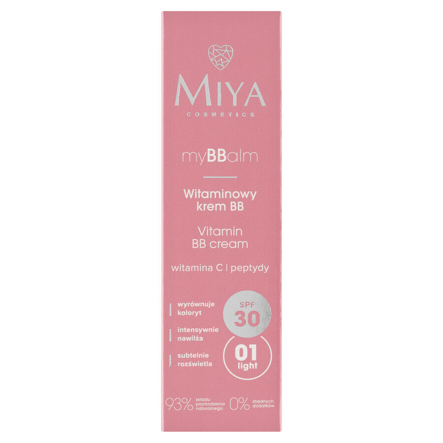 Miya myBBalm, crème BB vitaminée, SPF 30, 01 light, 30 ml