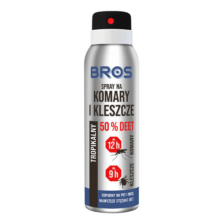 Bros, mosquito and tick spray, DEET 50%, 90 ml