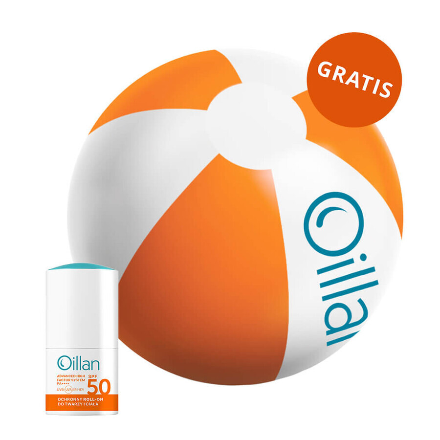 Oillan Sun protective roll-on for face and body, SPF 50, 50 ml + free beach ball