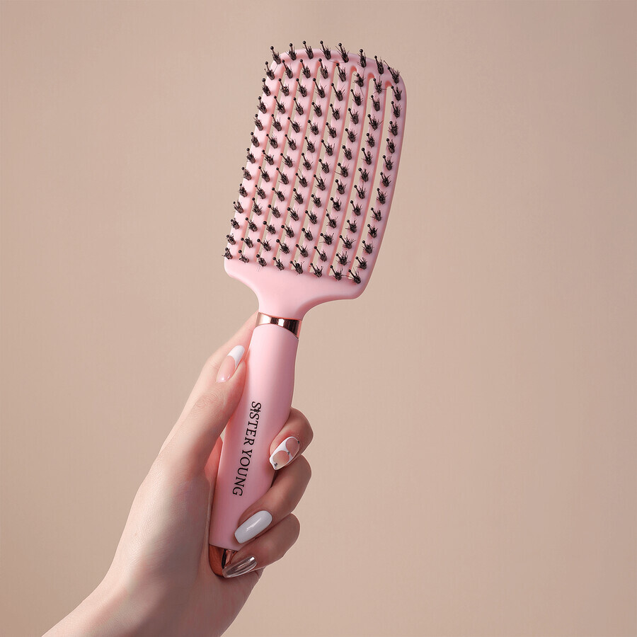 Sister Young, brosse à cheveux en poils naturels, Ovia Pink, 1 pièce