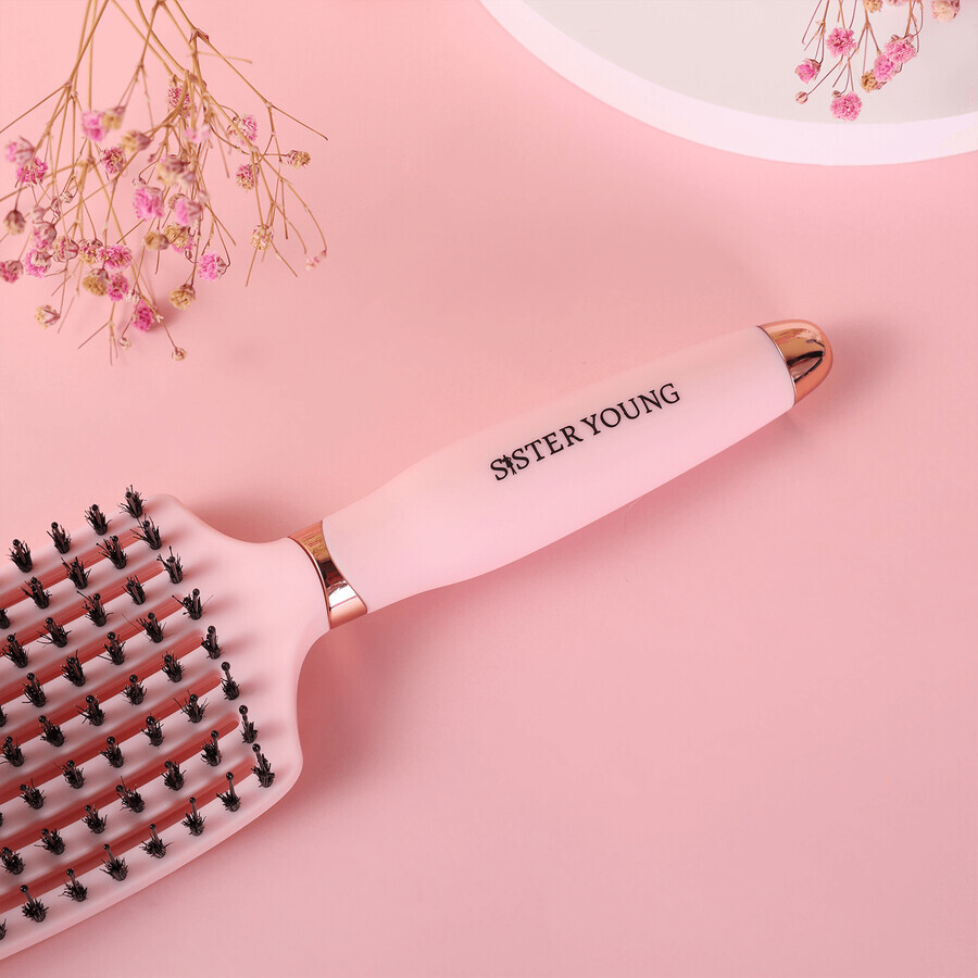 Sister Young, brosse à cheveux en poils naturels, Ovia Pink, 1 pièce