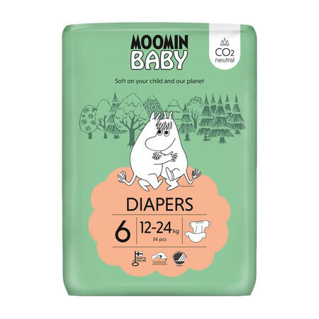 Moomin Baby, couches, taille 6, 12-24 kg, 34 pcs