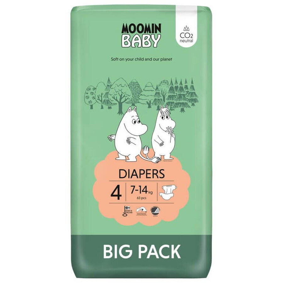 Moomin Baby, couches, taille 4, 7-14 kg, 63 pcs