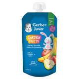 Gerber Junior Dessert en tube, banane, poire, pomme, pêche, sans sucre ajouté, après 1 an, 110 g