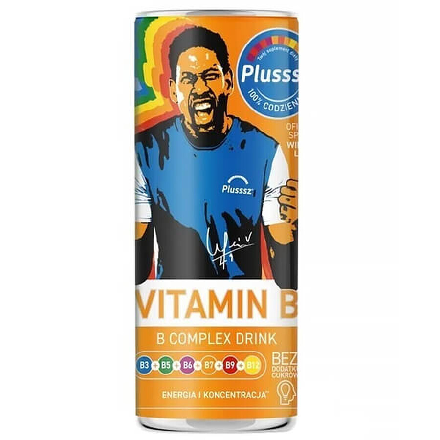 Plusssz Vitamin B Complex Drink, boisson gazeuse, arôme orange et citron, 250 ml