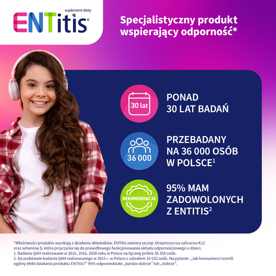 ENTitis for children over 3 years old, tutti frutti flavor, 30 tablets