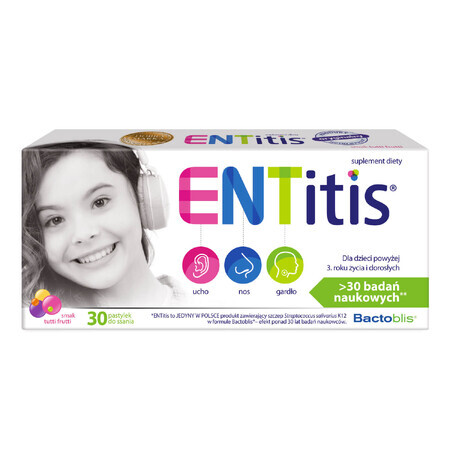 ENTitis for children over 3 years old, tutti frutti flavor, 30 tablets