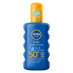 Nivea Sun Kids Protect &amp; Care set, spray de protection pour enfants, SPF 50+, 200 ml + lotion de prolongation après-soleil, 200 ml + lotion de bronzage, SPF 30, 30 ml gratuit