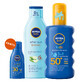 Nivea Sun Kids Protect &amp;amp; Care set, spray de protection pour enfants, SPF 50+, 200 ml + lotion de prolongation apr&#232;s-soleil, 200 ml + lotion de bronzage, SPF 30, 30 ml gratuit