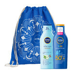 Nivea Sun Kids Protect &amp; Care Set, Lotion solaire protectrice pour enfants 5-en-1, SPF 50+, 200 ml + Lotion de prolongation après-soleil, 200 ml + sac à dos gratuit